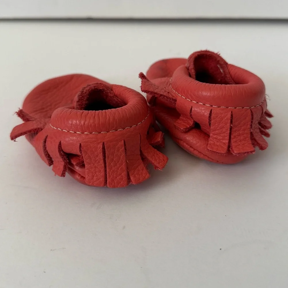 Freshly Picked Coral Pink Moccasins Size 3 Crib Shoes